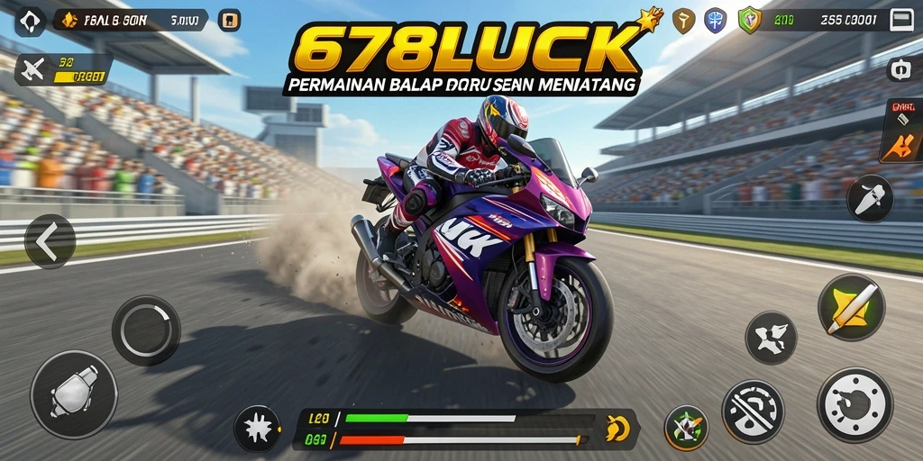 Screenshot gameplay 678LUCK menampilkan balapan motor yang mendebarkan.