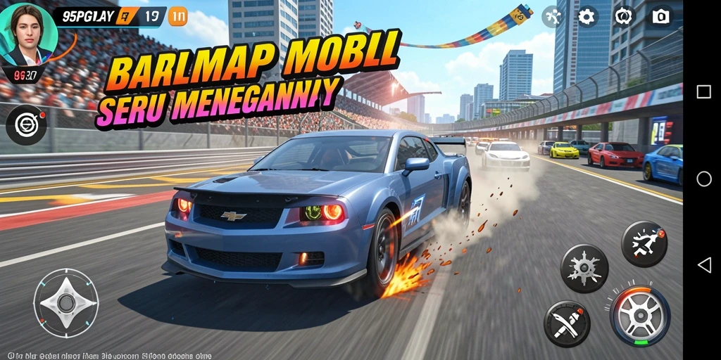 Gameplay Racing mendebarkan di 95PGPLAY dengan mobil dan trek menarik.