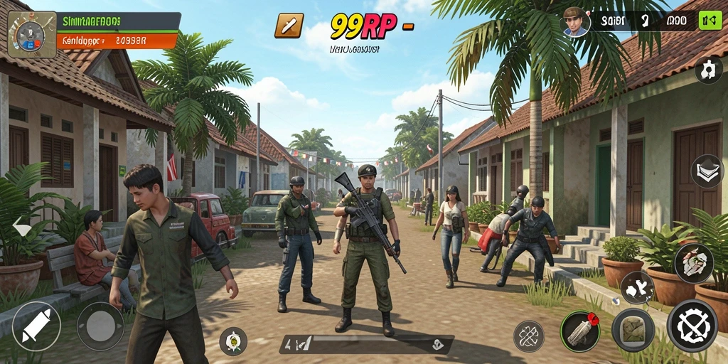 Screenshot gameplay 99RP yang memperlihatkan momen interaksi karakter.