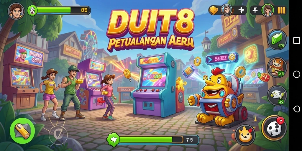 Tampilan menarik dari gameplay seru DUIT8 di dalam dunia arcade