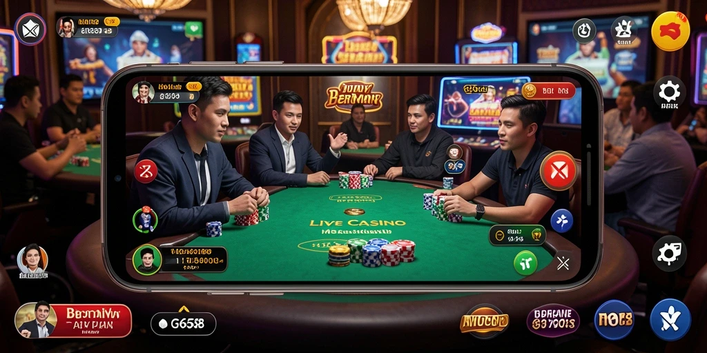 Tampilan gameplay G668 yang mendebarkan dan interaktif dalam sesi Live Casino.