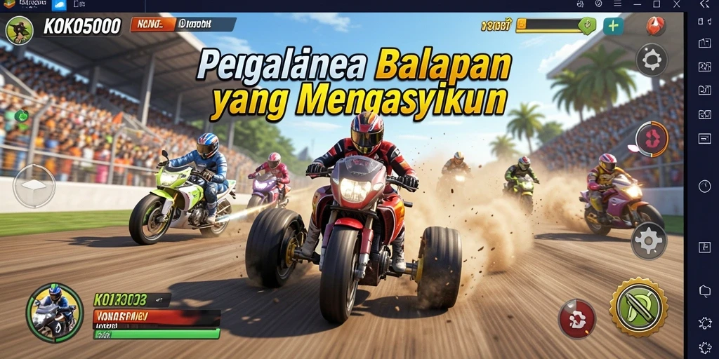 Screenshot KOKO5000 menampilkan aksi balapan yang mendebarkan.