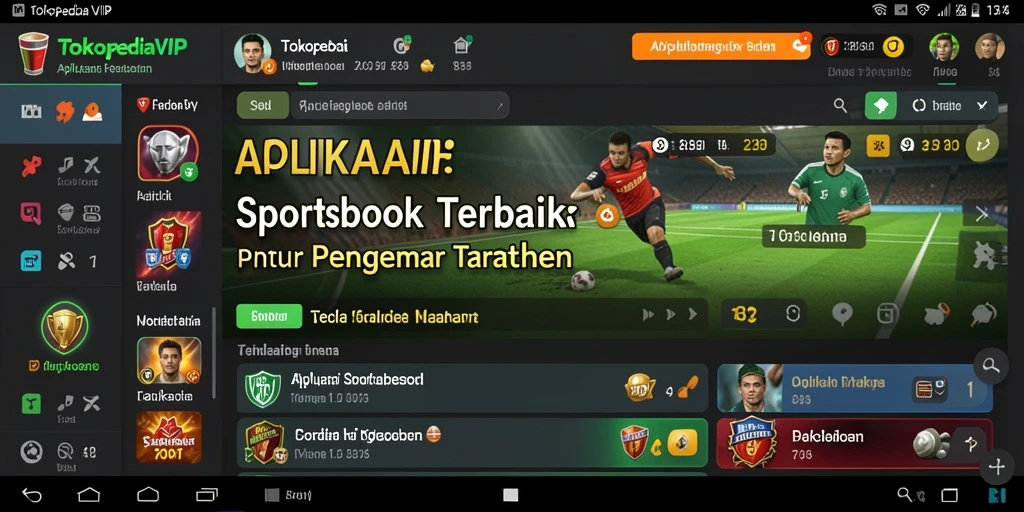 Tampilan utama TOKOPEDIAVIP dengan berbagai opsi taruhan olahraga.